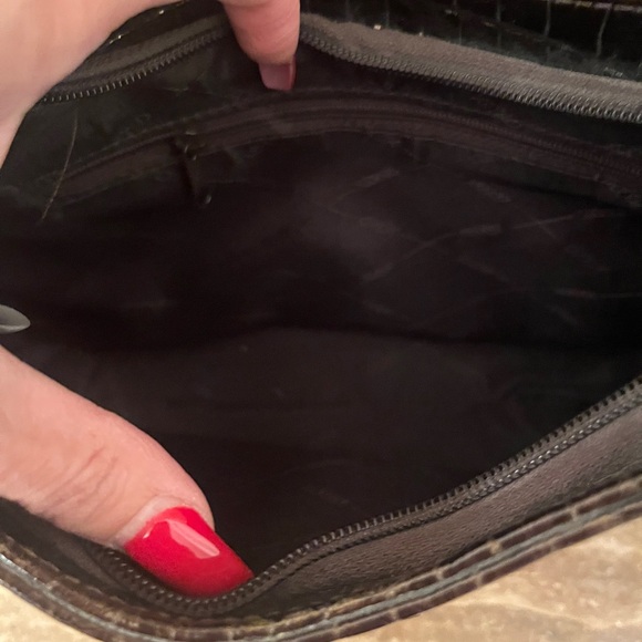 XOXO Vintage Brown Embossed Croc Pattern Purse Shoulder Bag GLOSSY - Picture 13 of 15